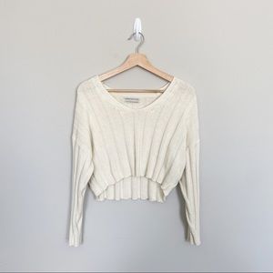 Urban Outfitters Cream Cropped Sweater